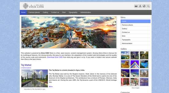 Frontend del sitio web de Elxis
