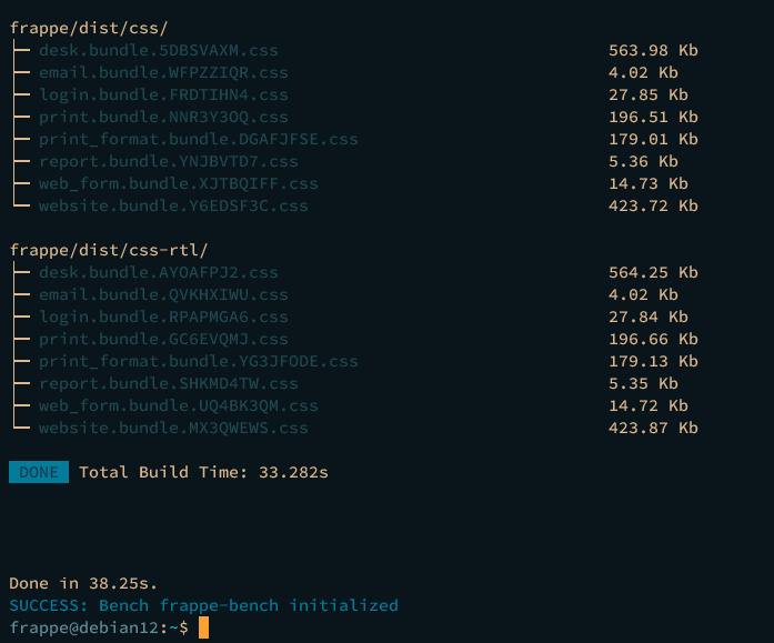 éxito de la inicialización