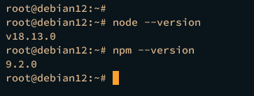 comprueba node.js y npm