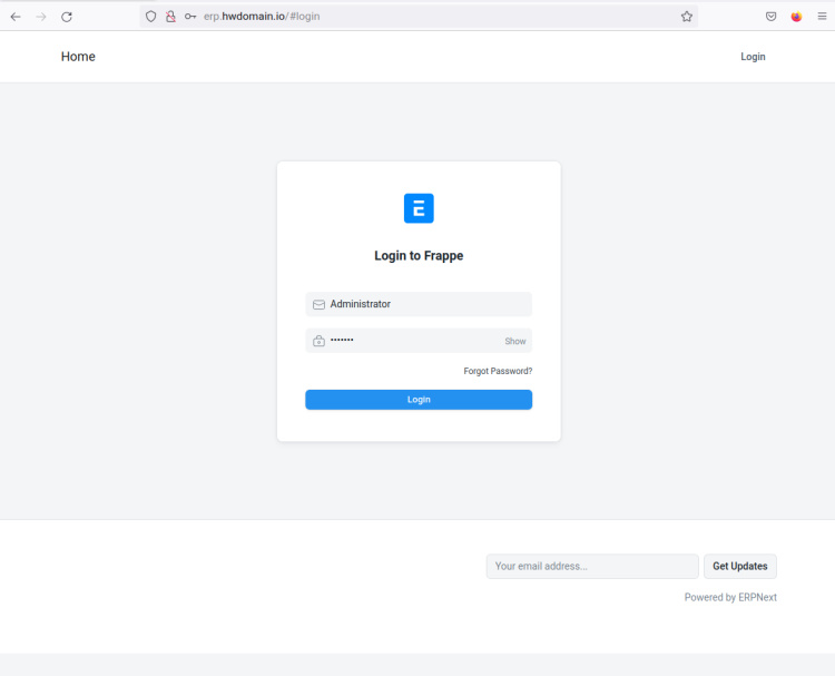 inicio de sesión erpnext