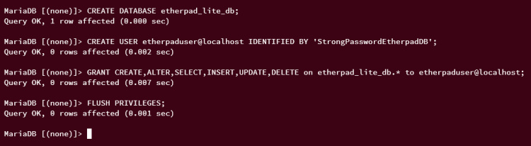 crear nueva base de datos y usuario