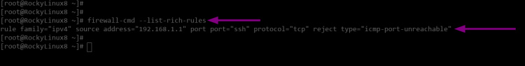 Comprobación de las reglas ricas de firewalld generadas por fail2ban