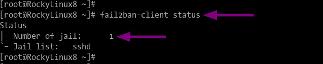 Comprueba el estado de fail2ban con fail2ban-client