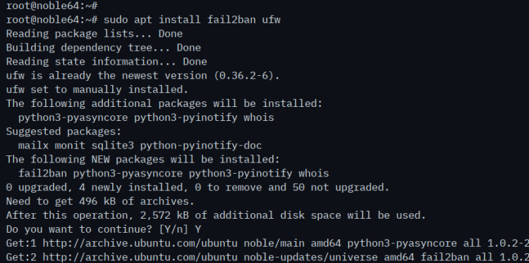 instala fail2ban y ufw