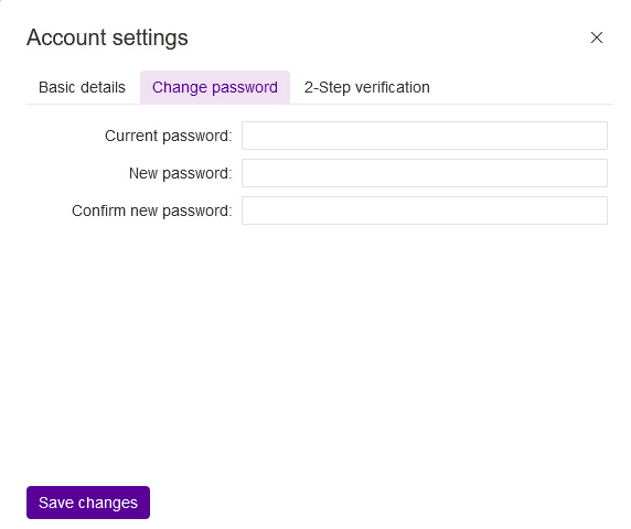 FileRun Cambiar contraseña Pantalla