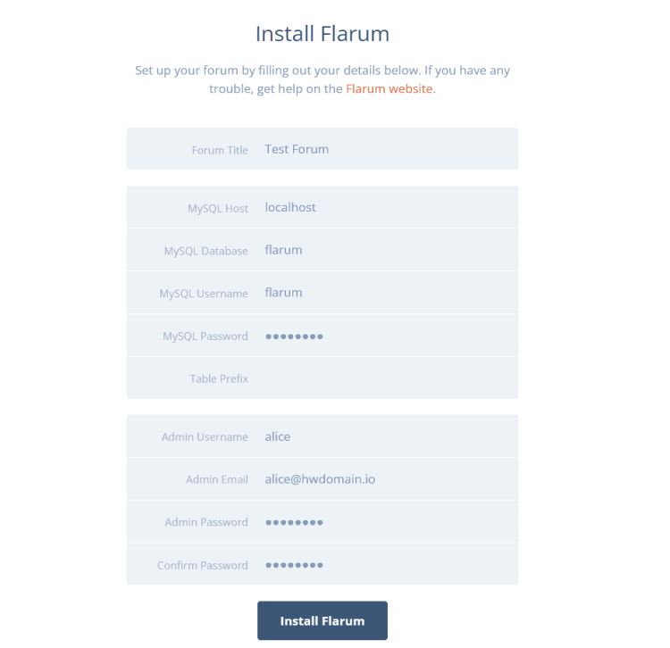 instalar flarum