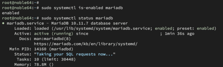 comprobar mariadb