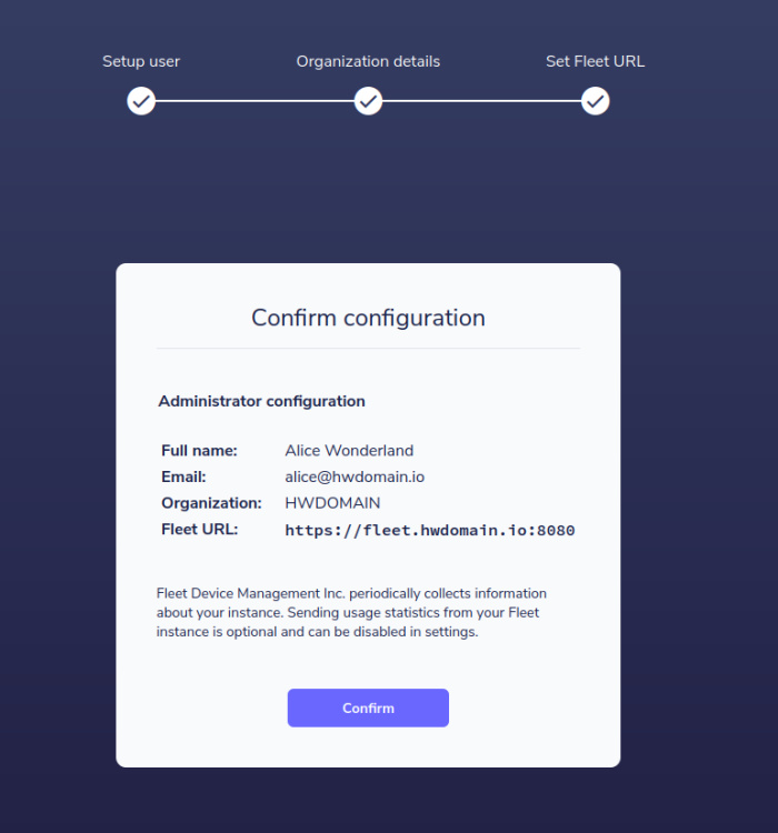 confirmar configuraciones
