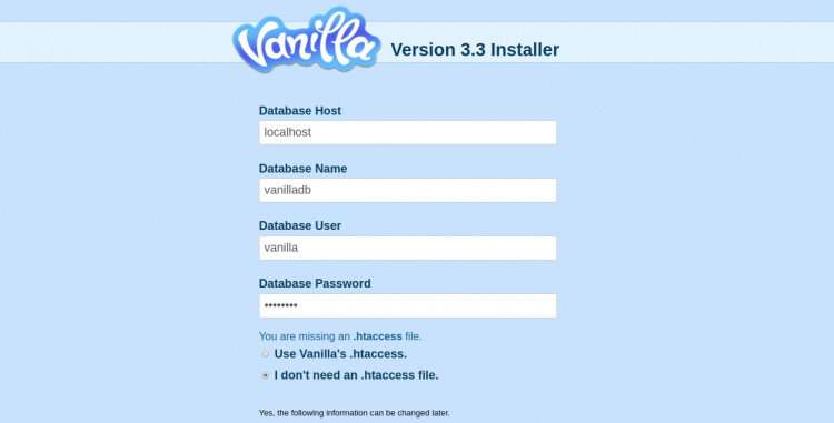 Configuración de la base de datos