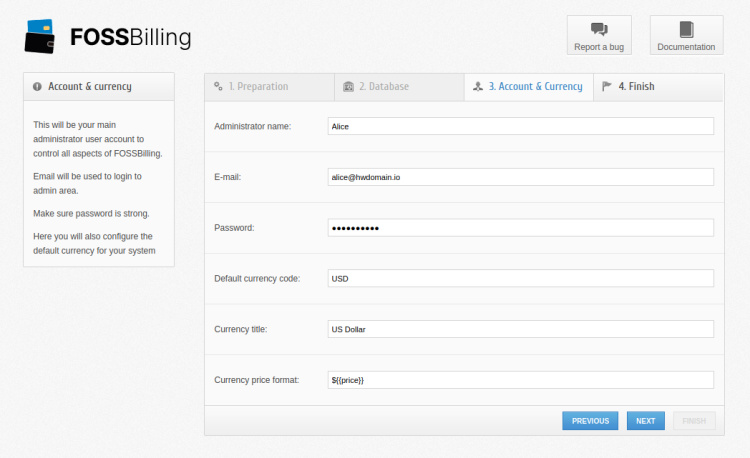 configuración administrativa