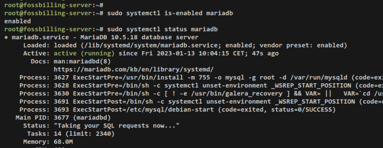 comprobar mariadb