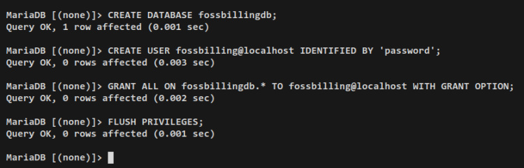 crear base de datos y usuario