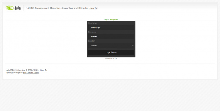 Interfaz web de daloRADIUS