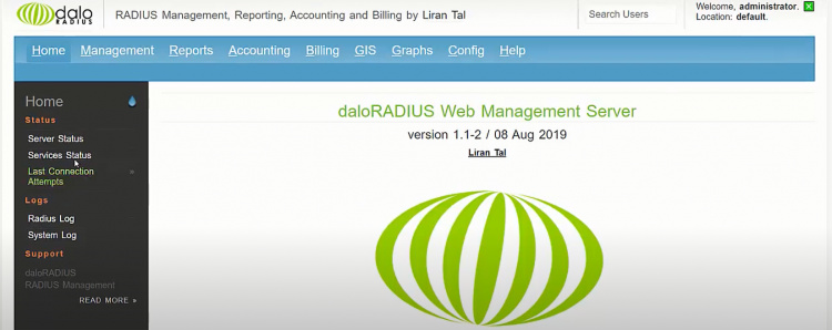 DaloRADIUS daskboard