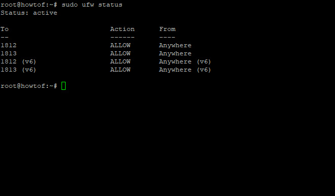 ufw estado FreeRADIUS