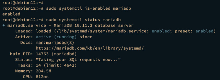 comprobando mariadb
