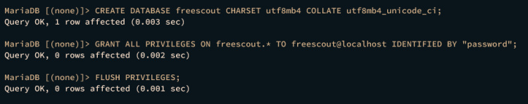 crear base de datos y usuario
