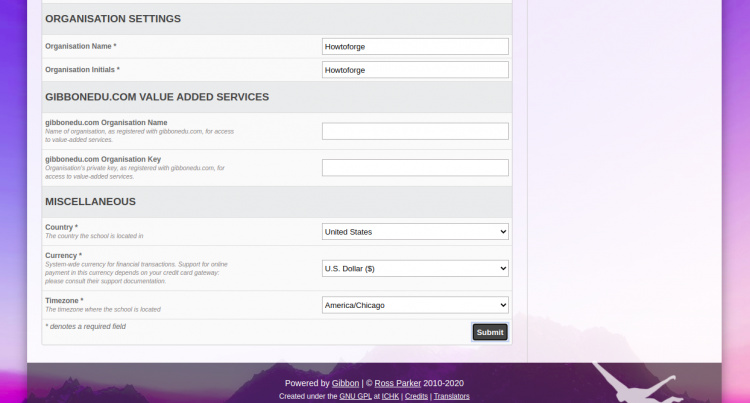 Configuración de la organización
