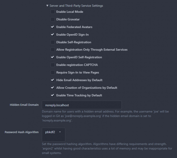 Configuración del servidor de Gitea y de los servicios de terceros