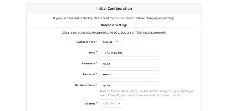 Configuración de Gitea