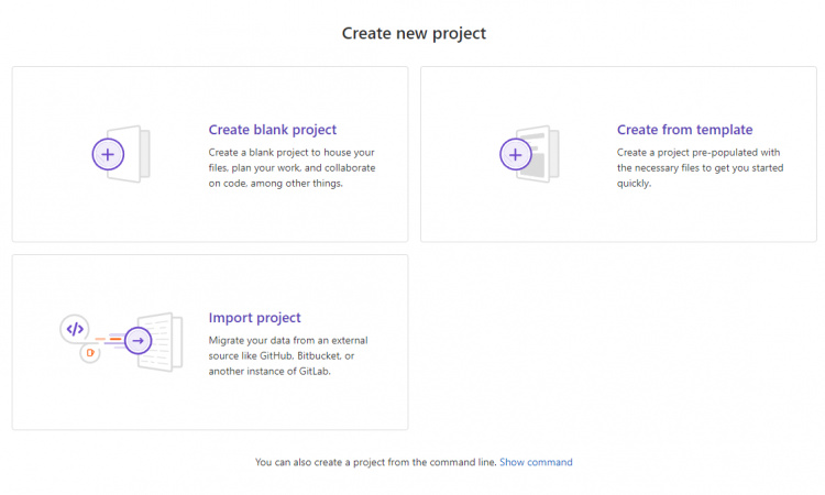 Página Crear proyecto de Gitlab