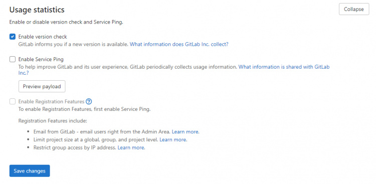 Estadísticas de uso de Gitlab
