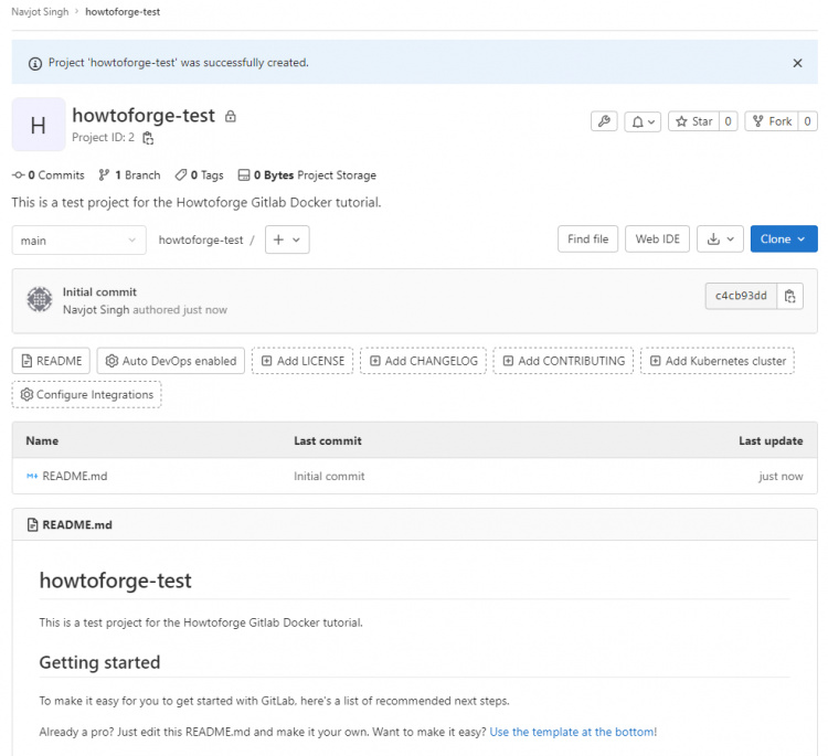 Página del proyecto Gitlab
