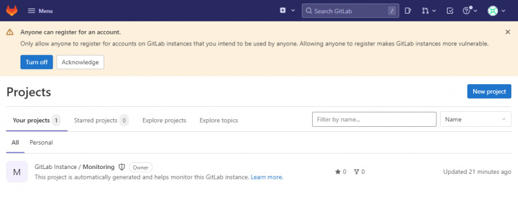 Panel Gitlab