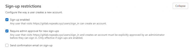 Restricciones de registro en Gitlab