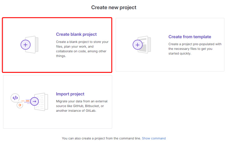 Página Crear proyecto de GitLab
