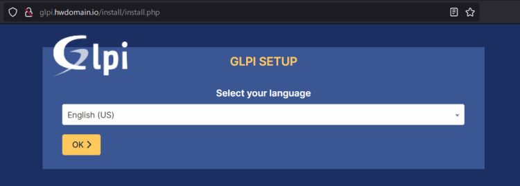 página de instalación de glpi
