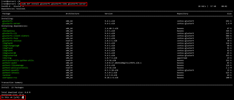instalar el servidor glusterfs