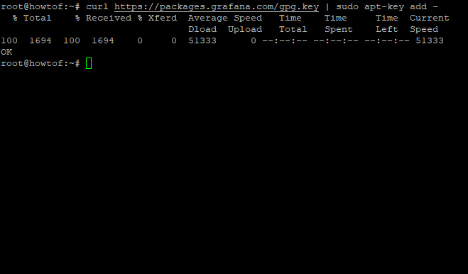 importar la clave GPG de Grafana