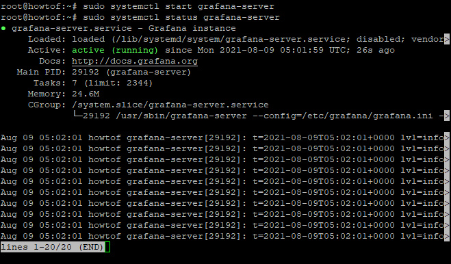 estado del servidor grafana