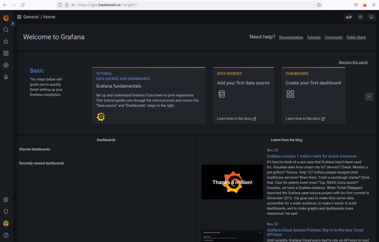 Panel de control de Grafana