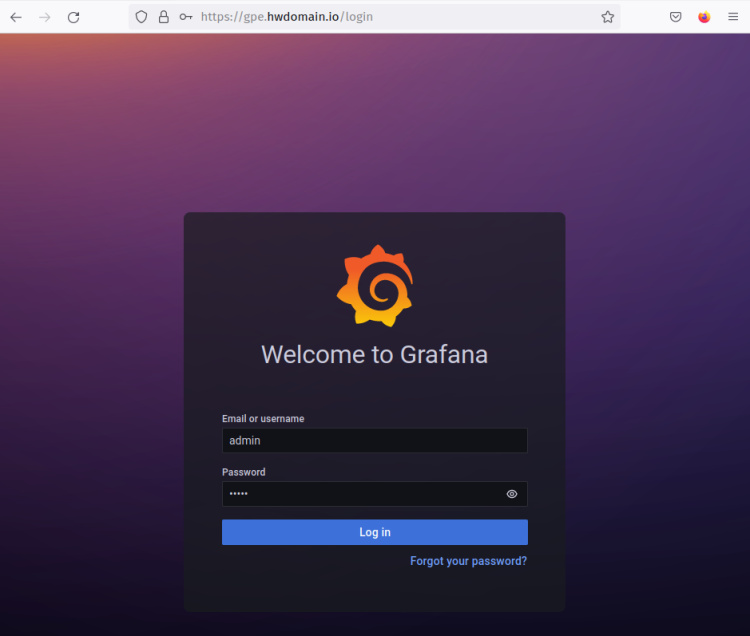 inicio de sesión en grafana