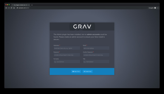 Inicio de sesión de Grav CMS
