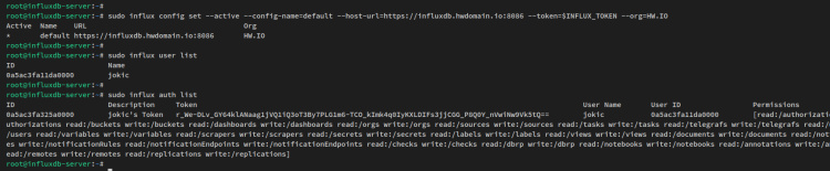 configurar perfil influx cli