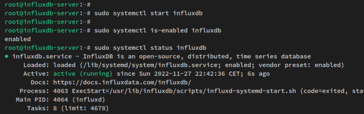 iniciar veriy influxdb