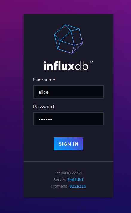 influxdb login