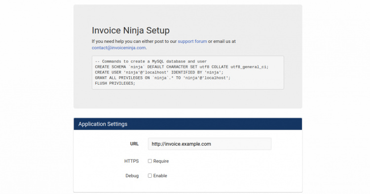 Configuración de Invoice Ninja