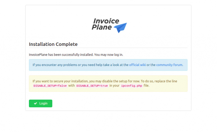 Instalación de InvoicePlane completa