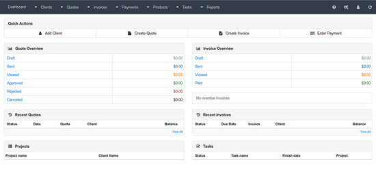 Panel de control de InvoicePlane