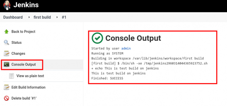 construir salida jenkins