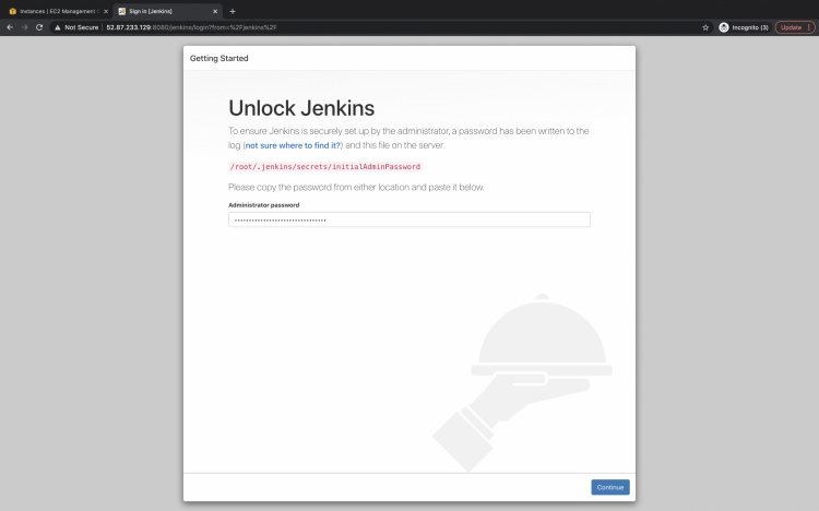 Acceso y desbloqueo de Jenkins