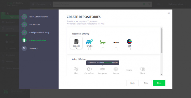 Crear repositorios en JFrog