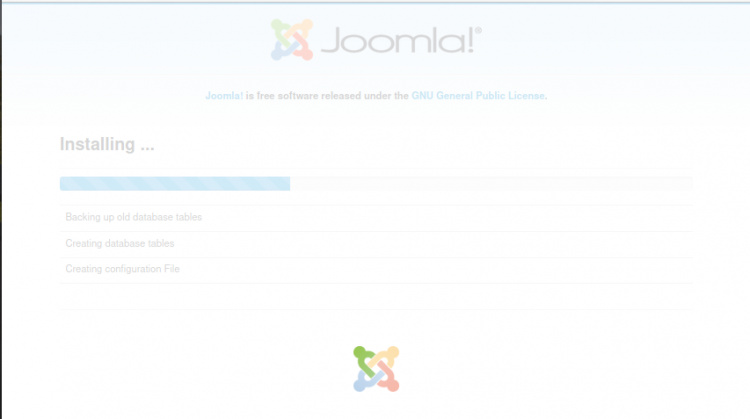 joomla se está instalando ahora