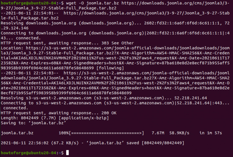 Descarga del archivo de instalación de Joomla