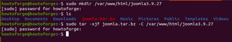 crea el directorio de instalación de Joomla y extrae el archivo aquí