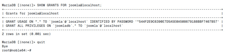 mostrar privilegios de usuario